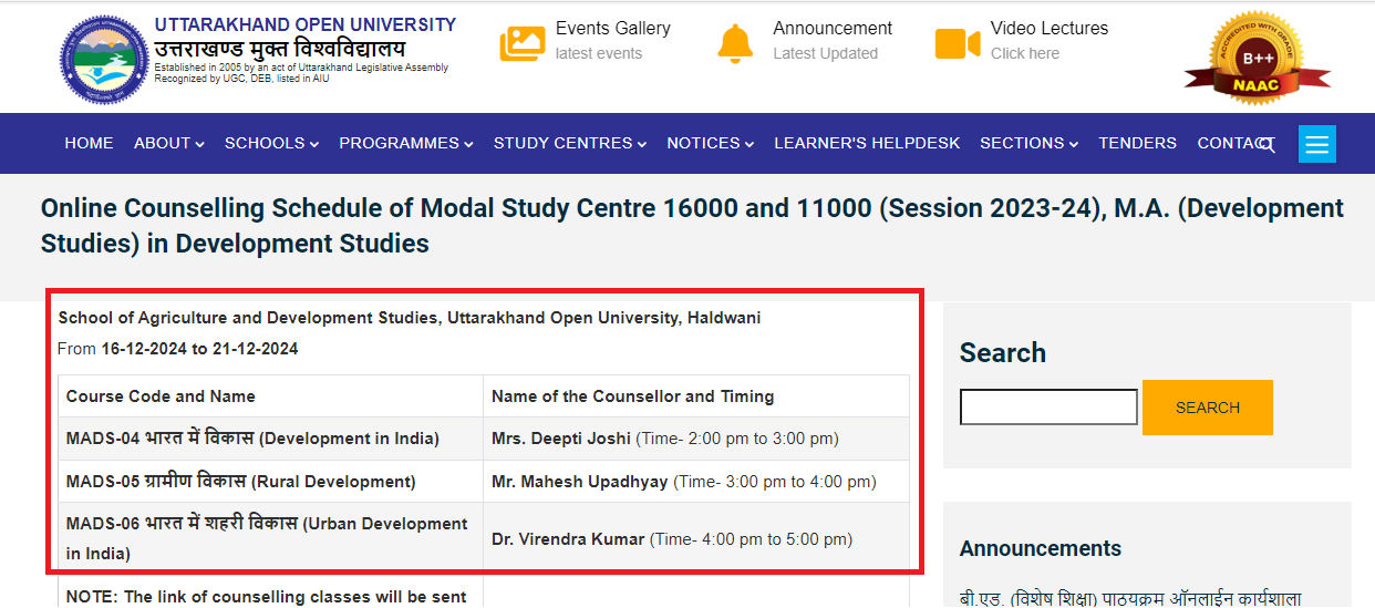 UOU Counselling 2024-25