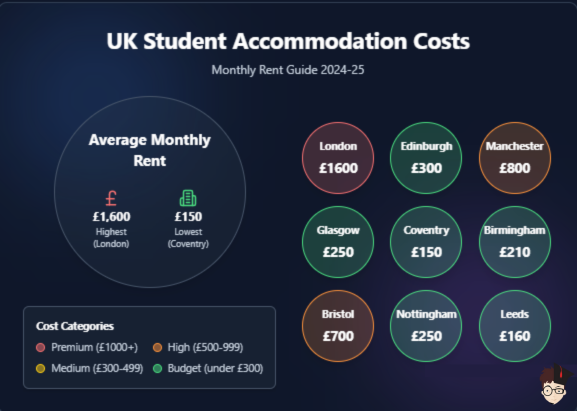 UK Living Cost breakdown top cities
