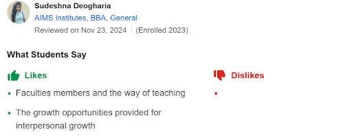 AIMS Institutes Bangalore Student Review