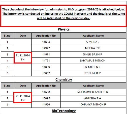 AKTU PhD Admission 2024 Interview Dates