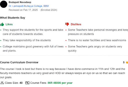 Bullaya College Student Review