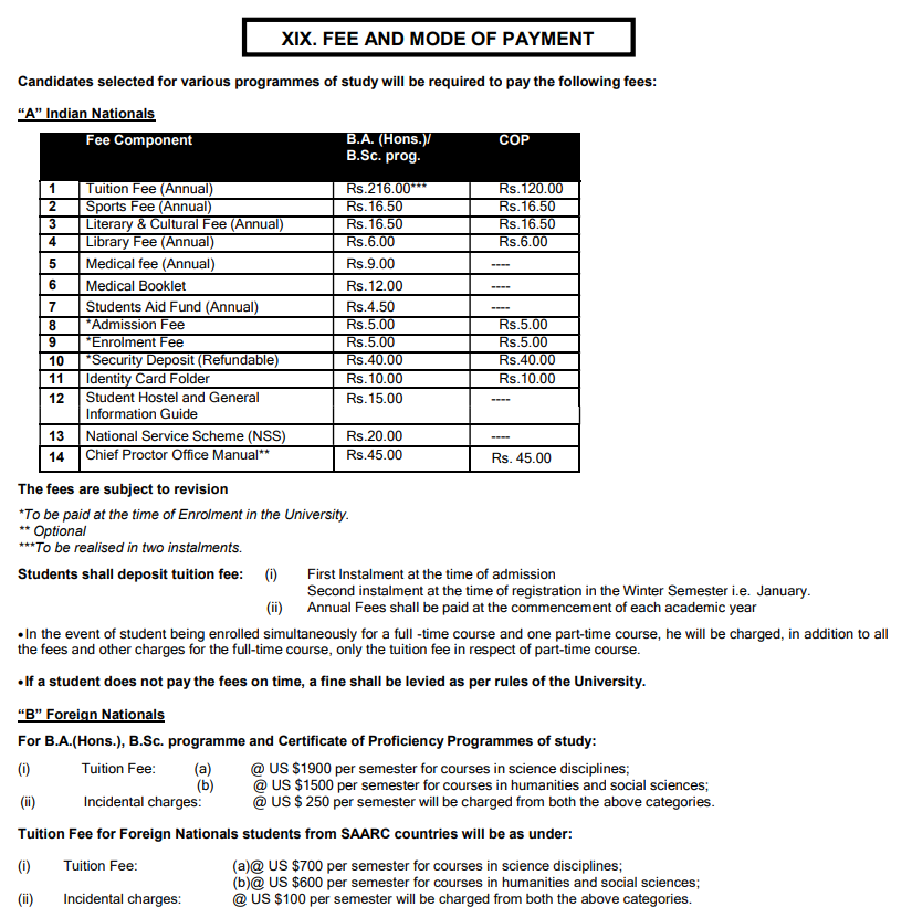 fee structure