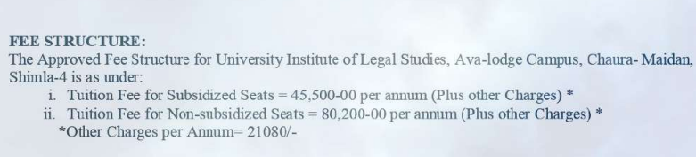 fee structure