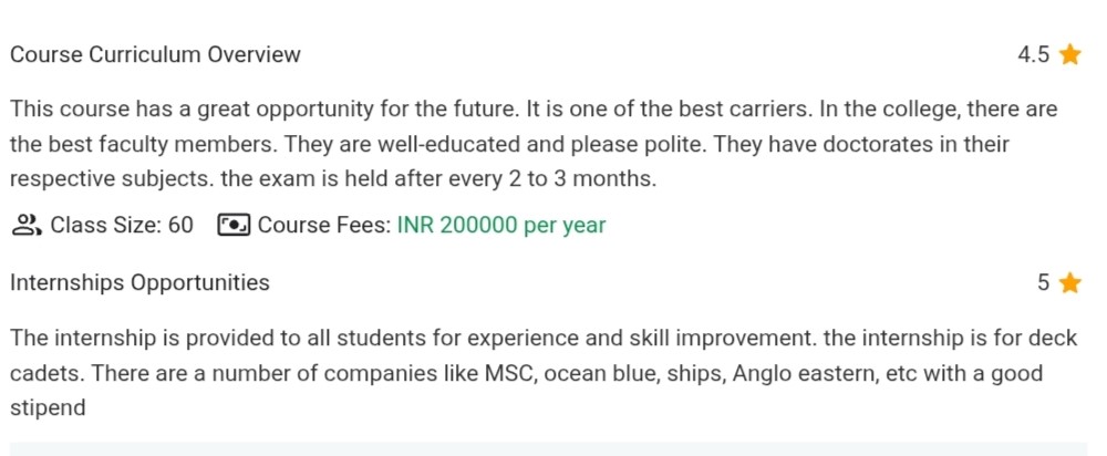 BP Marine Academy student review