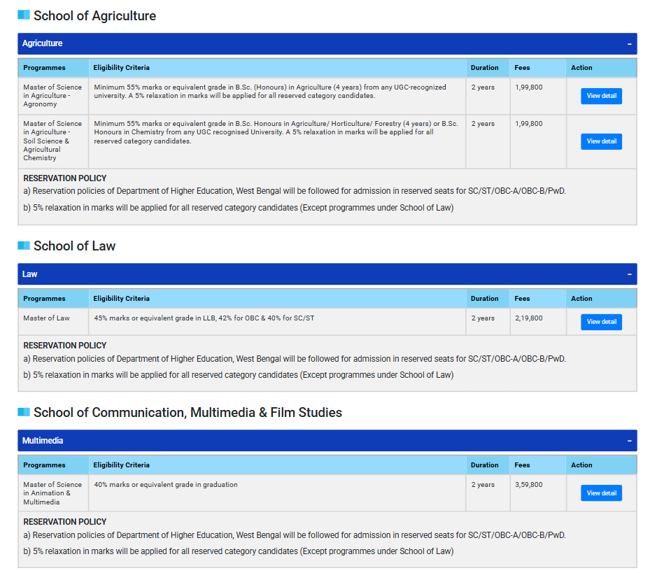 Fee Structure 2025 (As per website)-