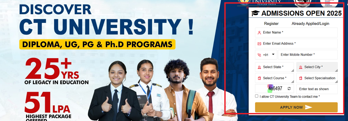 CT University admission 2025