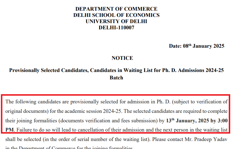 DU PHD LIST