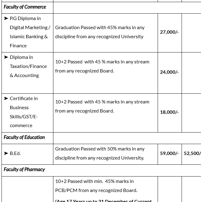 Fee structure