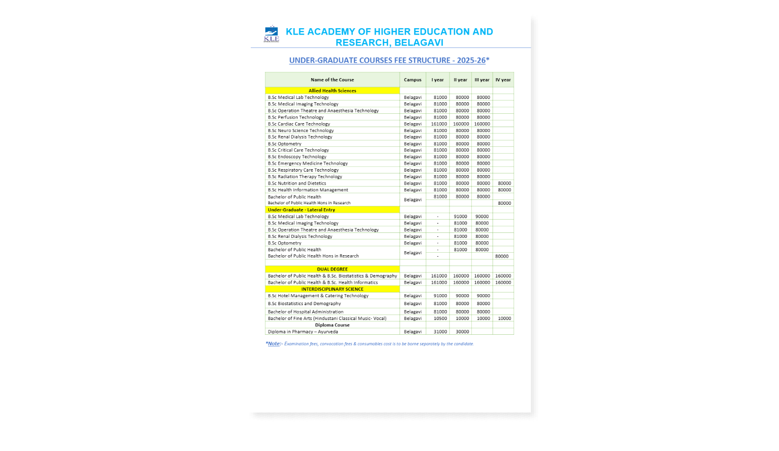Fee Structure