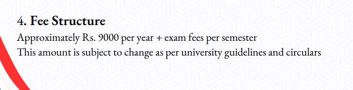 Fees As Per Official Website