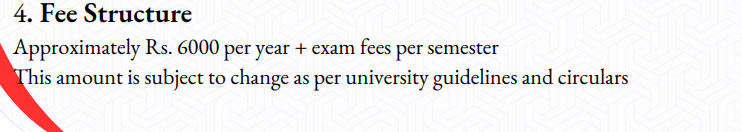 Fees As Per Official Website