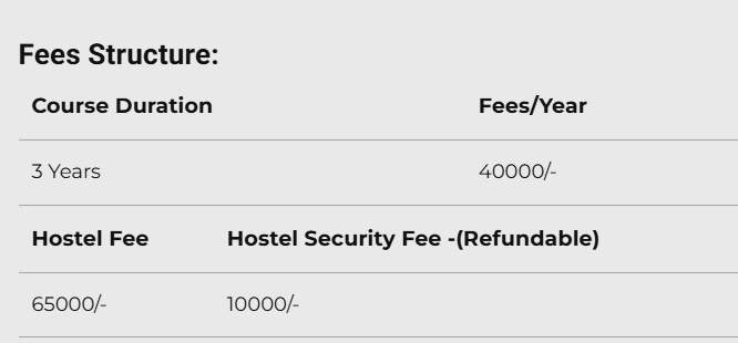 Fee Structure 2025 (As per website)-