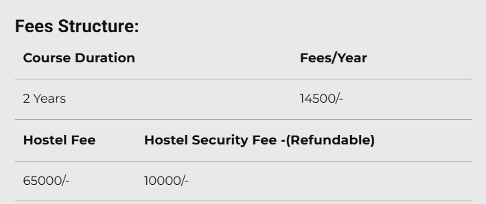 Fee Structure 2025 (As per website)-