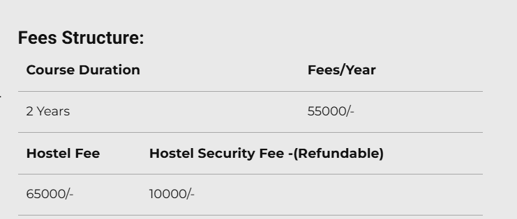 Fee Structure 2025 (As per website)-
