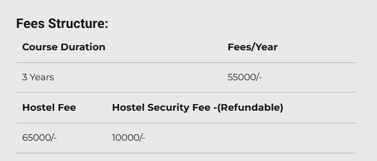 Fee Structure 2025 (As per website)-