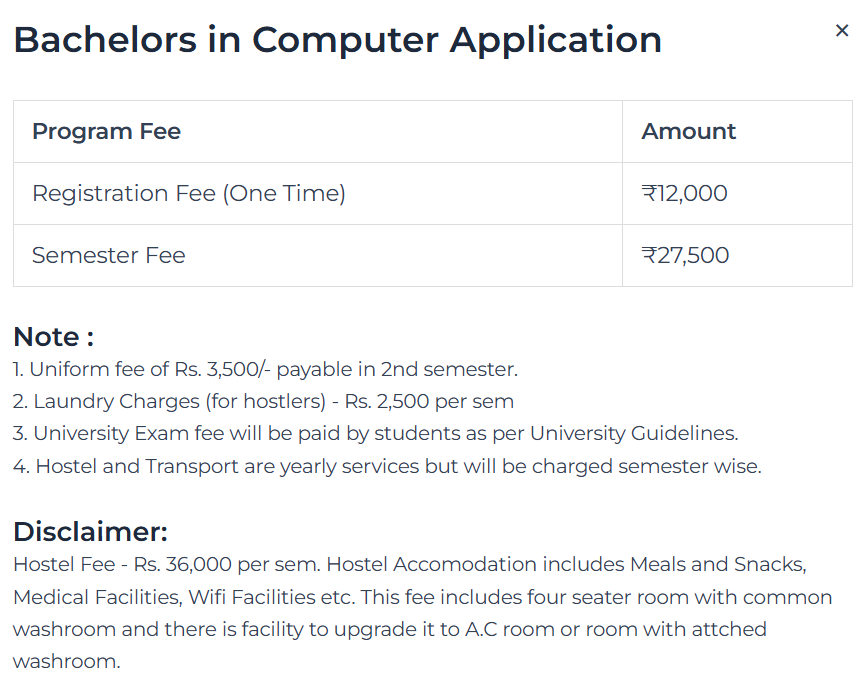Fee Structure 2025 (As per website)-