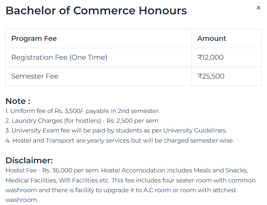 Fee Structure 2025 (As per website)-