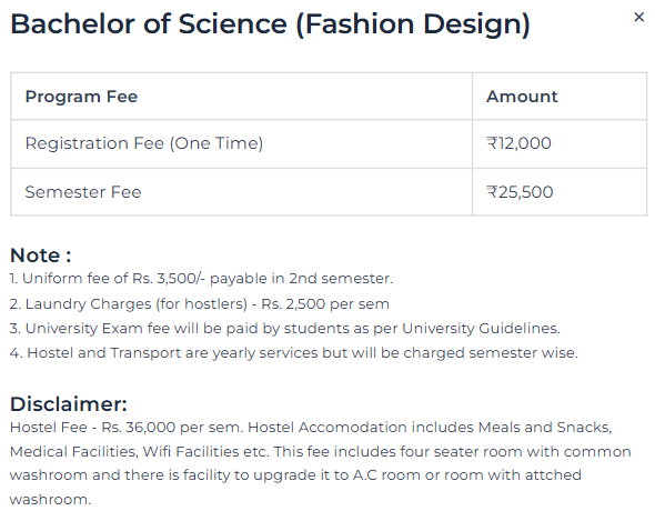 Fee Structure 2025 (As per website)-