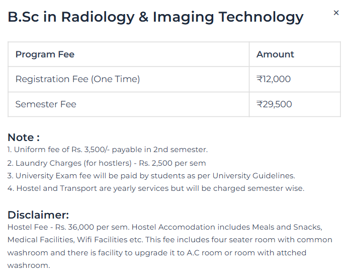 Fee Structure 2025 (As per website)-