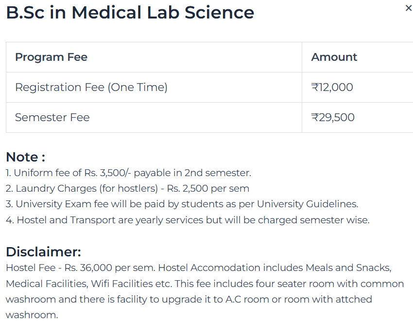 Fee Structure 2025 (As per website)-