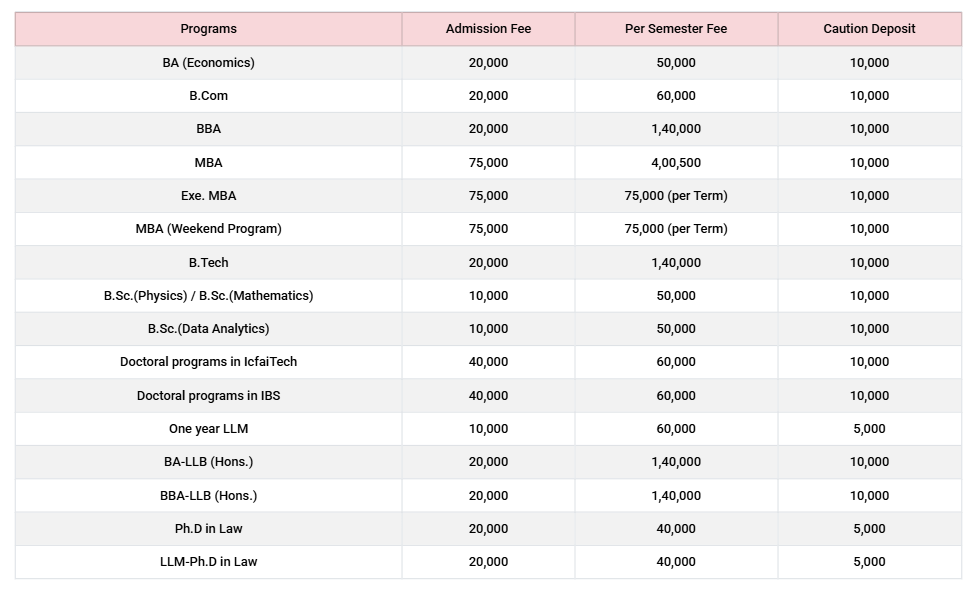 Fee Structure 2025 (As per website)-
