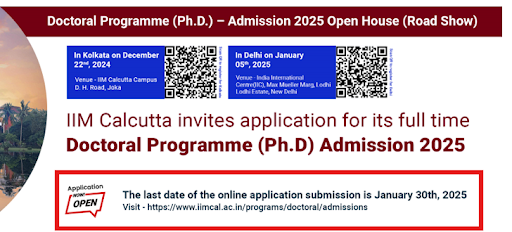 IIM Calcutta PhD Admission 2025 Open