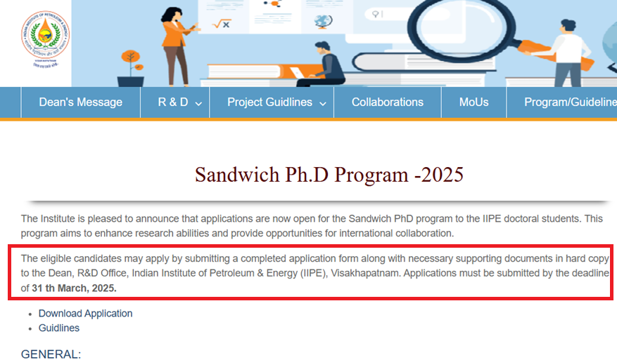 IIPE Sandwich PhD Admission 2025
