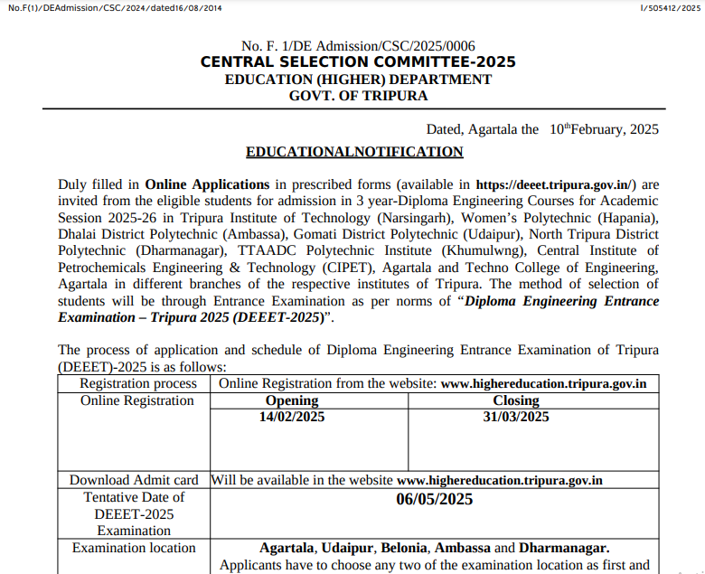 DEEET Online Application