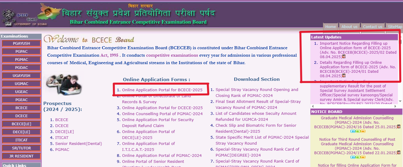 BCECE Online Registration