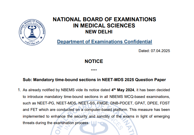 NEET MDS Question Pattern