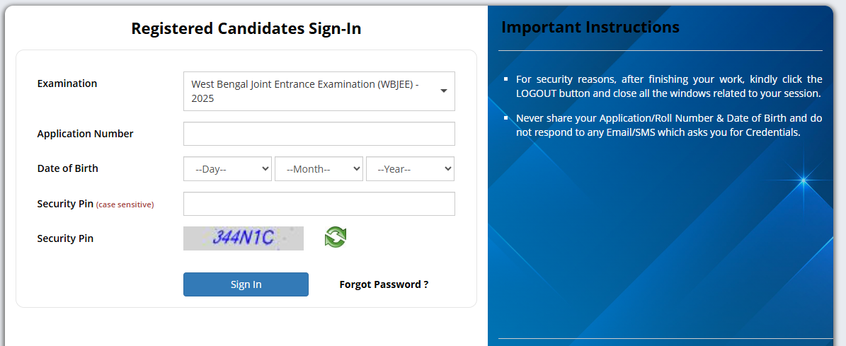 WBJEE Admit card Download