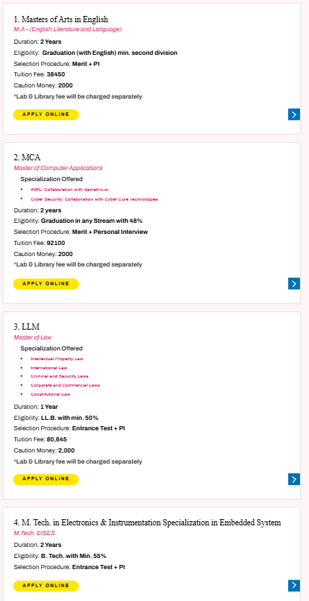 Fee Structure 2025 (As per website)-