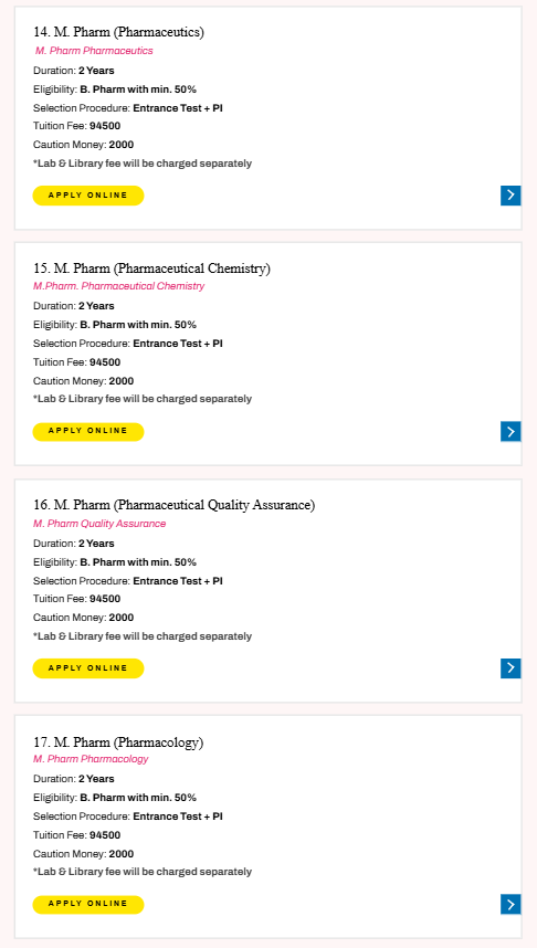 Fee Structure 2025 (As per website)-