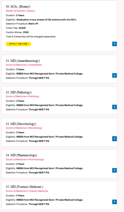 Fee Structure 2025 (As per website)-