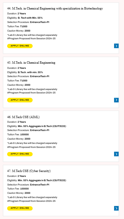 Fee Structure 2025 (As per website)-