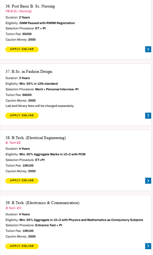 Fee Structure 2025 (As per website)-