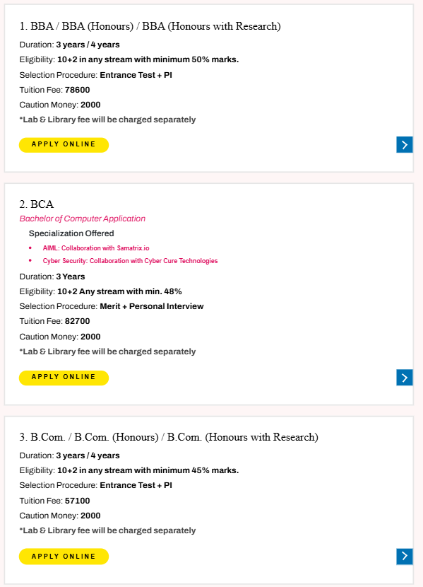 Fee Structure 2025 (As per website)-