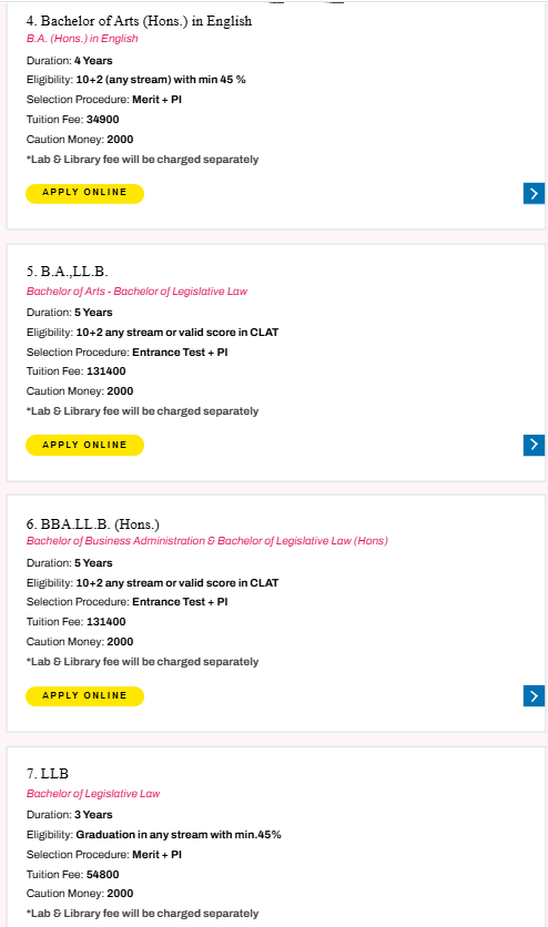 Fee Structure 2025 (As per website)-