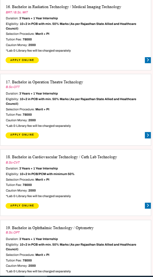 Fee Structure 2025 (As per website)-