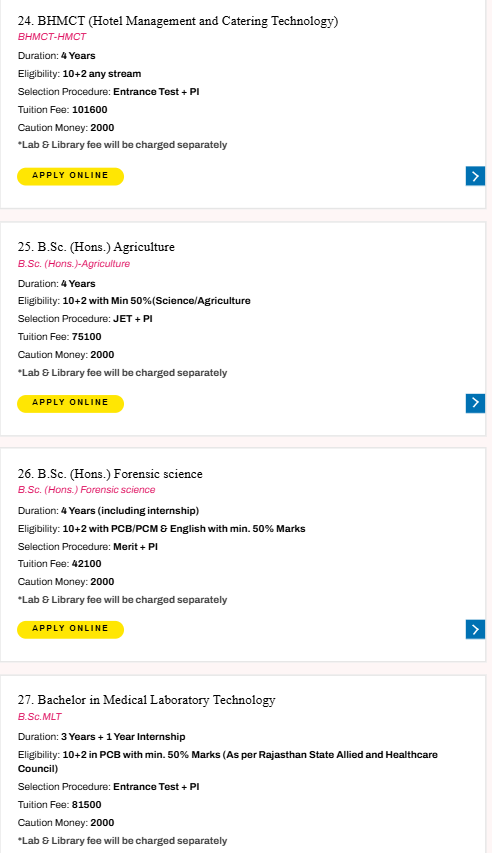 Fee Structure 2025 (As per website)-