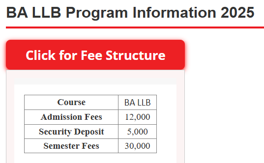 Fee Structure 2025 (As per website)-