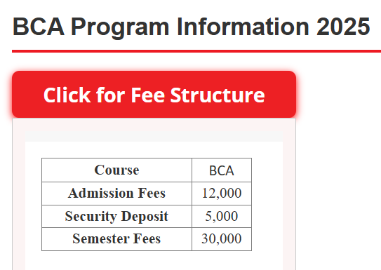 Fee Structure 2025 (As per website)-