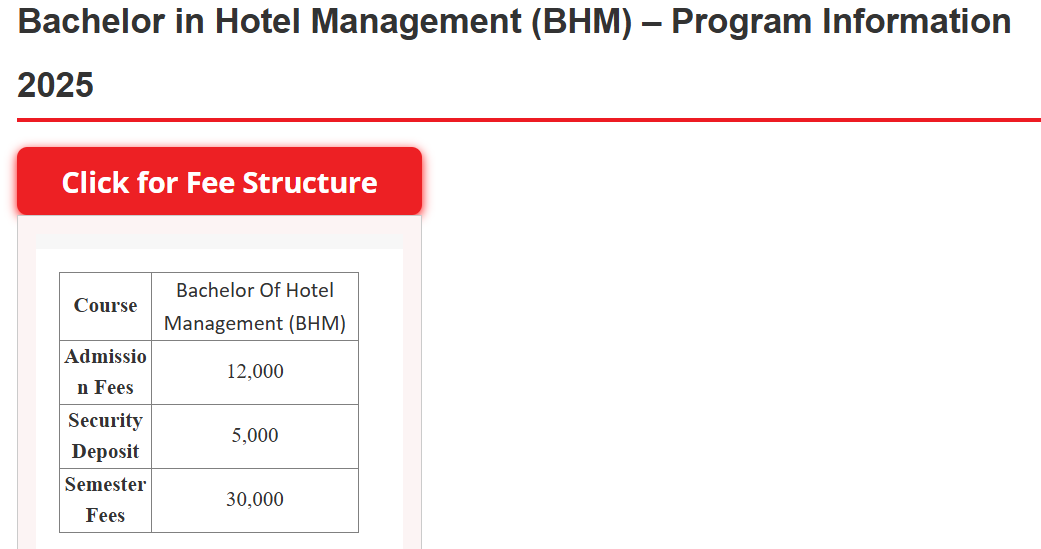 Fee Structure 2025 (As per website)-
