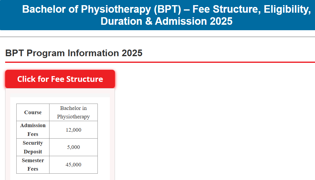 Fee Structure 2025 (As per website)-