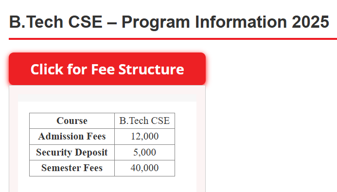 Fee Structure 2025 (As per website)-