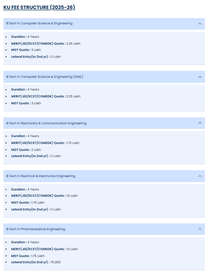 Fee Structure 2025 (As per website)-