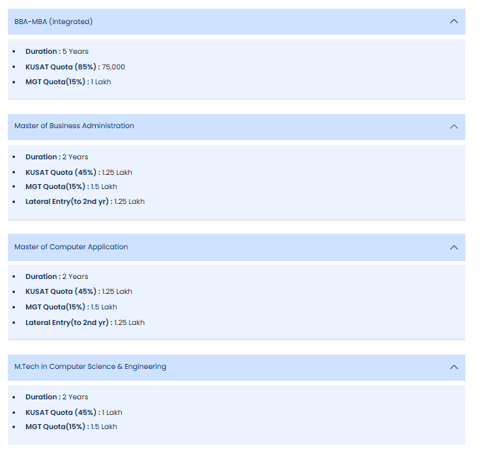 Fee Structure 2025 (As per website)-