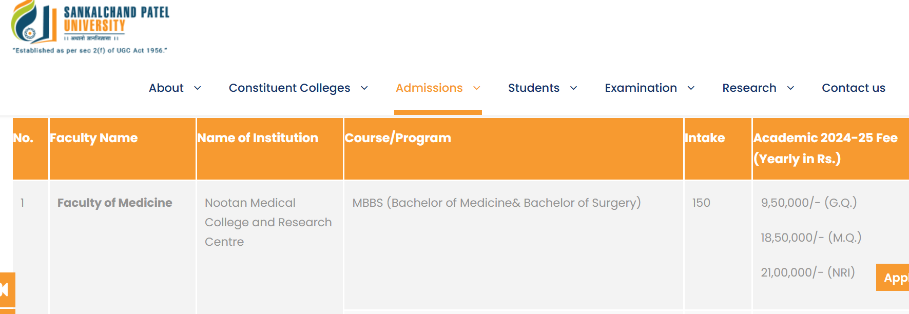 Fees As per Official Website