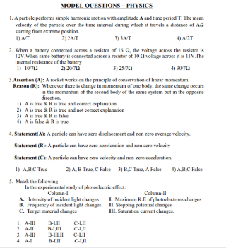 TS EAMCET 2025 Physics model question paper