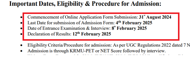 KRMU PhD admission 2025